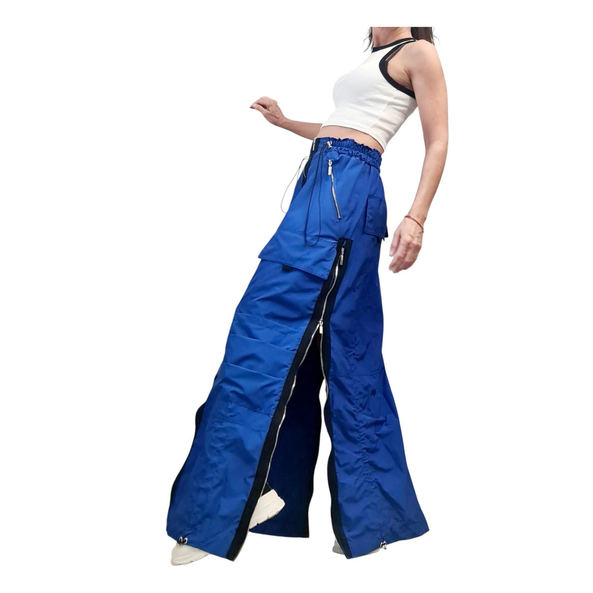 Royal Blue Maxi Cargo Skirt with Zippers, Oversized Avant Garde Clothing, Techwear Festival Outfit