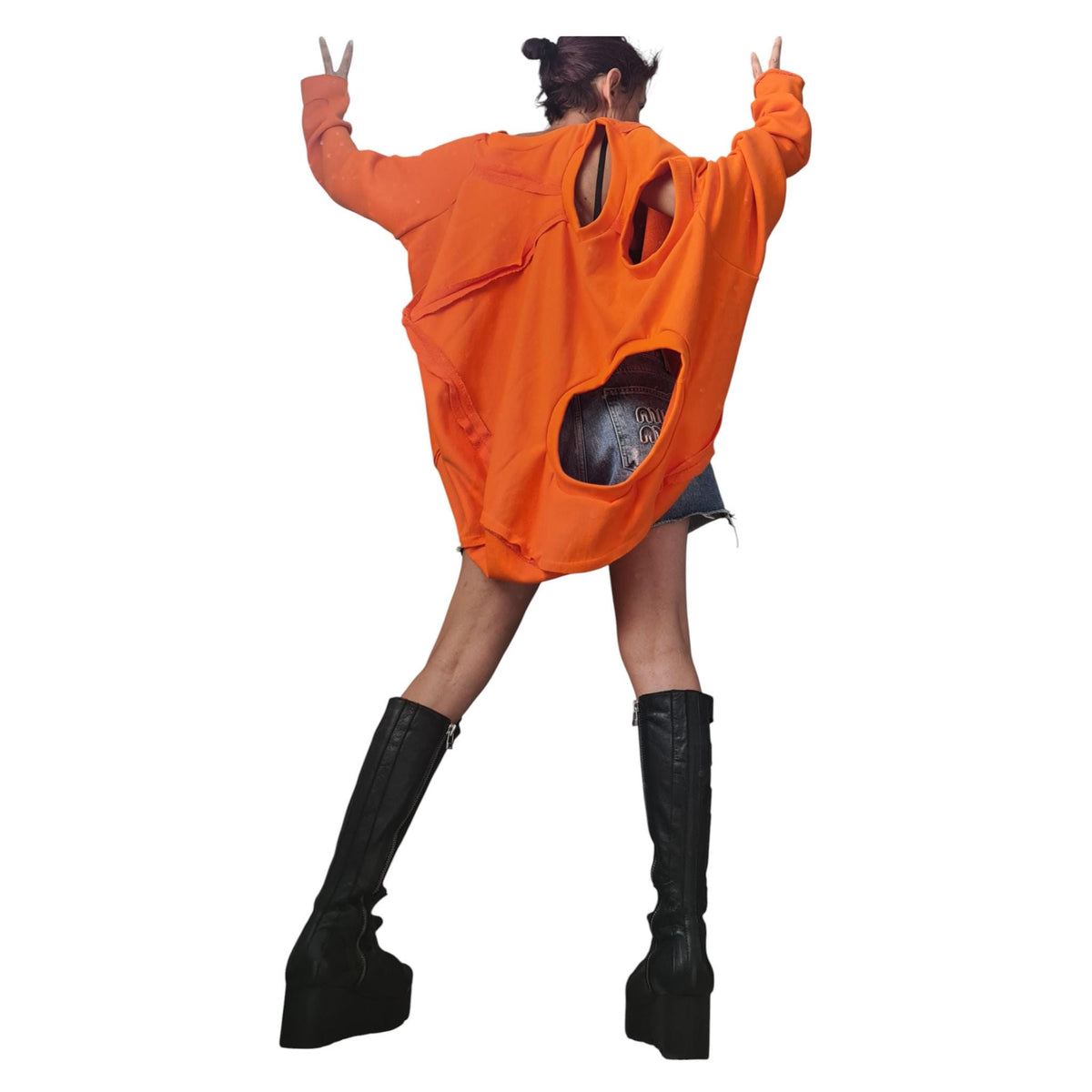 Orange Oversized Blouse for Women | Deconstructed Cotton Tunic | Artistic Top