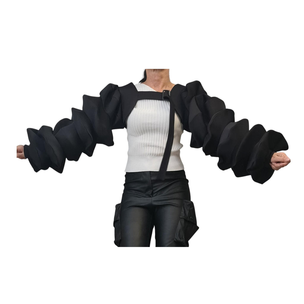 Wedding Cover Up, Black Gothic Sleeves, Cocktail Layering Bolero For Women