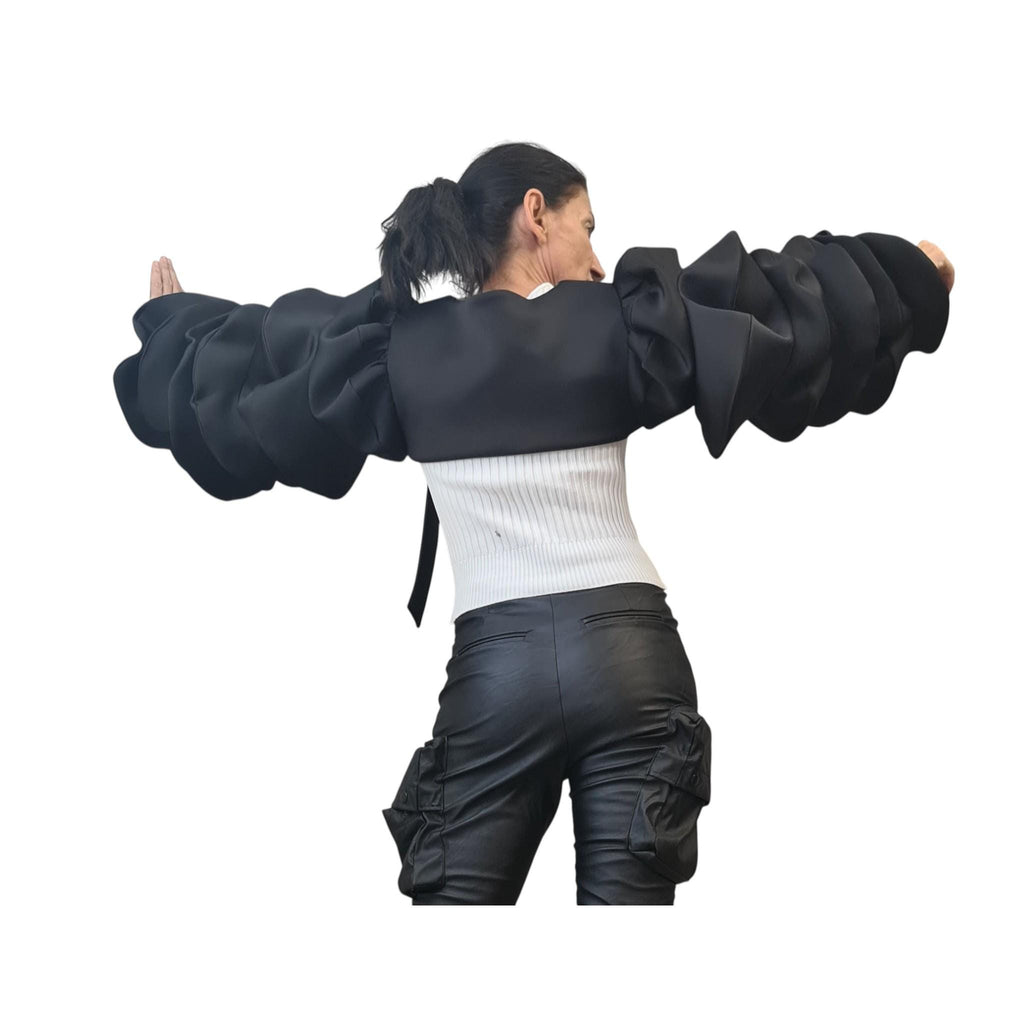 Wedding Cover Up, Black Gothic Sleeves, Cocktail Layering Bolero For Women