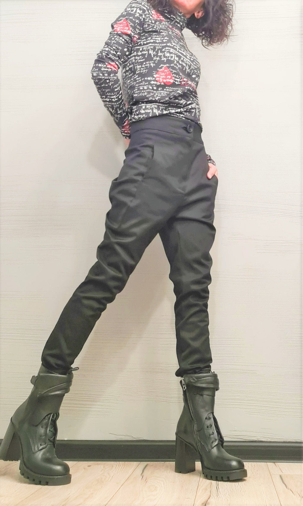 Gray Skinny Pants, Slim Fit Trousers, Stretch Cotton Women's Clothing