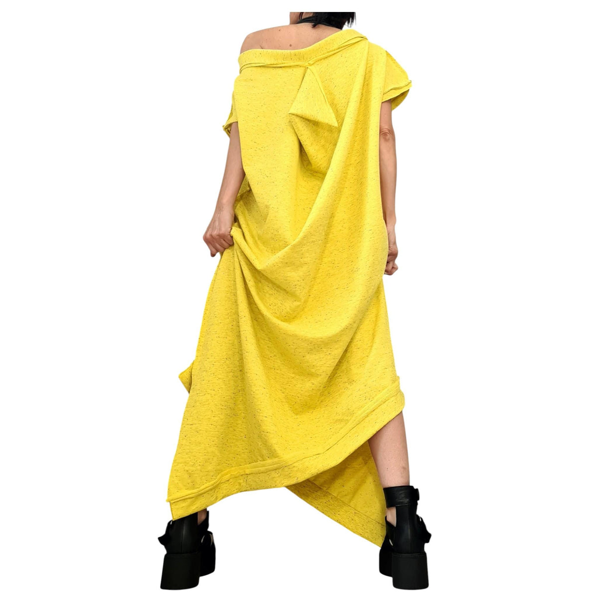 Asymmetric Maxi Dress: Loose Cotton Plus Size (One Shoulder)