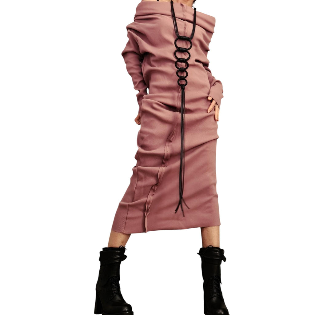 Asymmetric Cotton Dress, Avant Garde Blouson, Long Sleeve, Plus Size Clothing