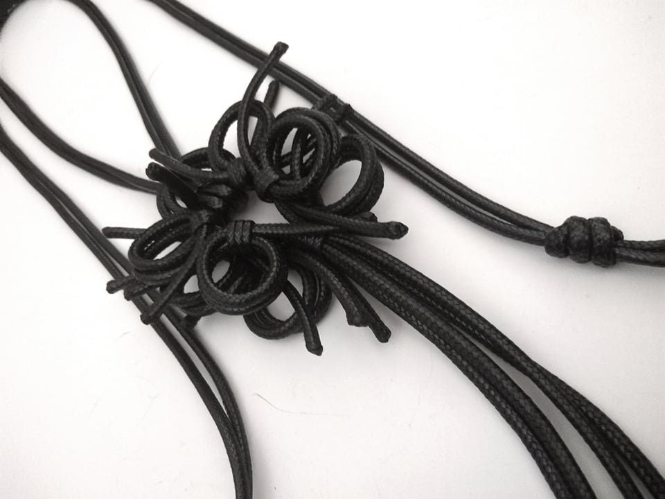 Handmade Black Flower Necklace, Gothic Avant Garde, Long Art Jewelry