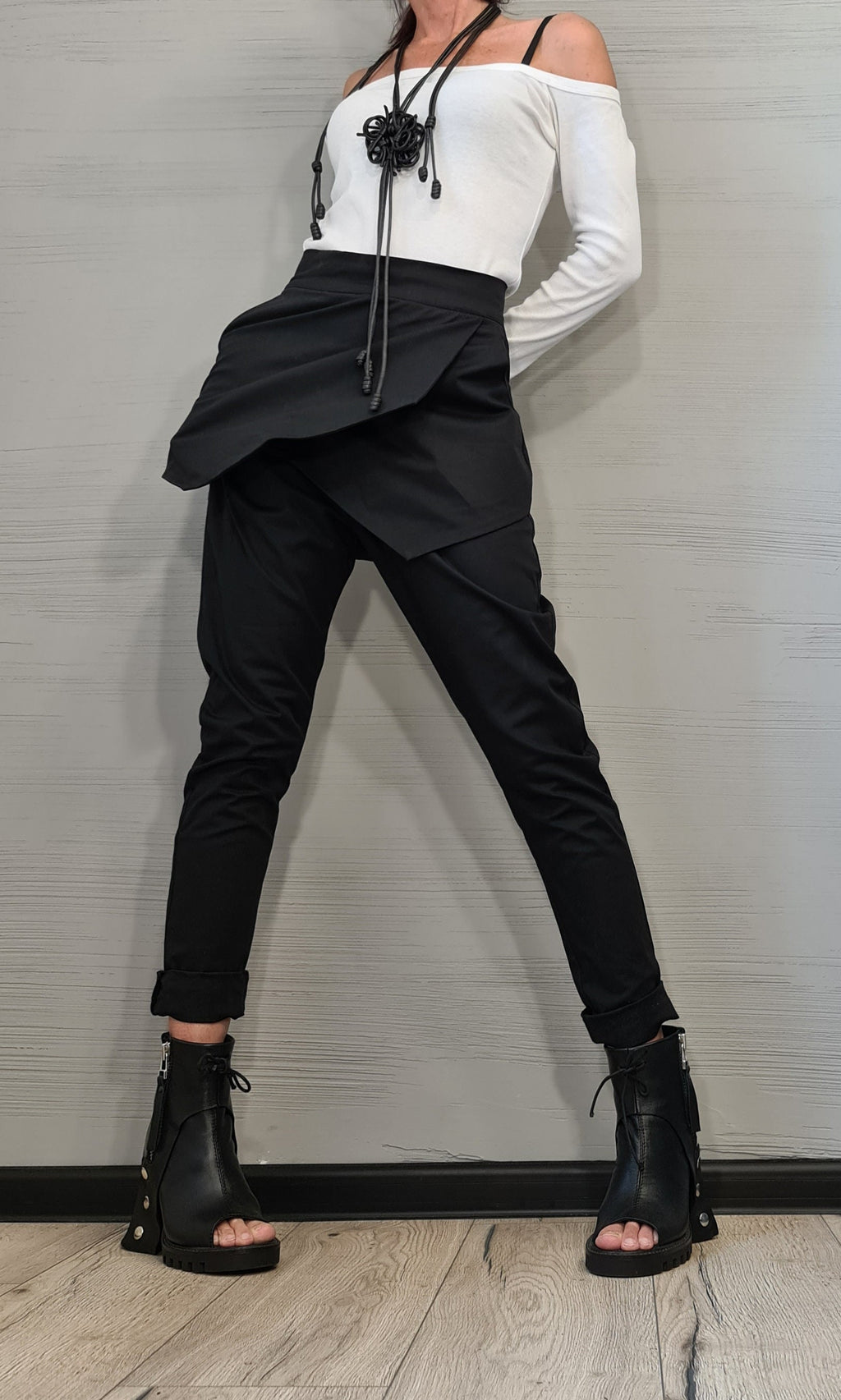 White Cotton Blouse with Thumb Holes, Fitted Avant Garde Top