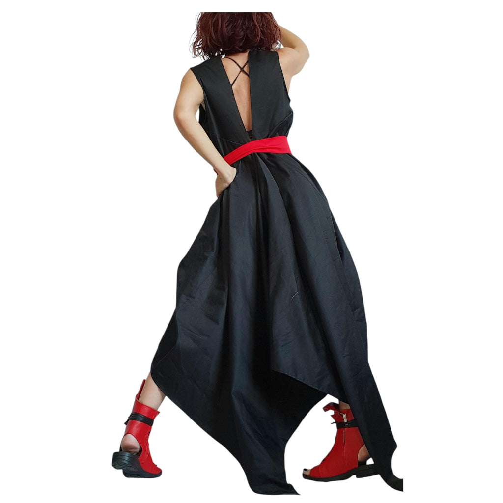 Asymmetric Dress, Black Loose Dress, Extravagant Dress, Sleeveless Dress, Long Short Dress, Plus Size Dress, Gothic Dress