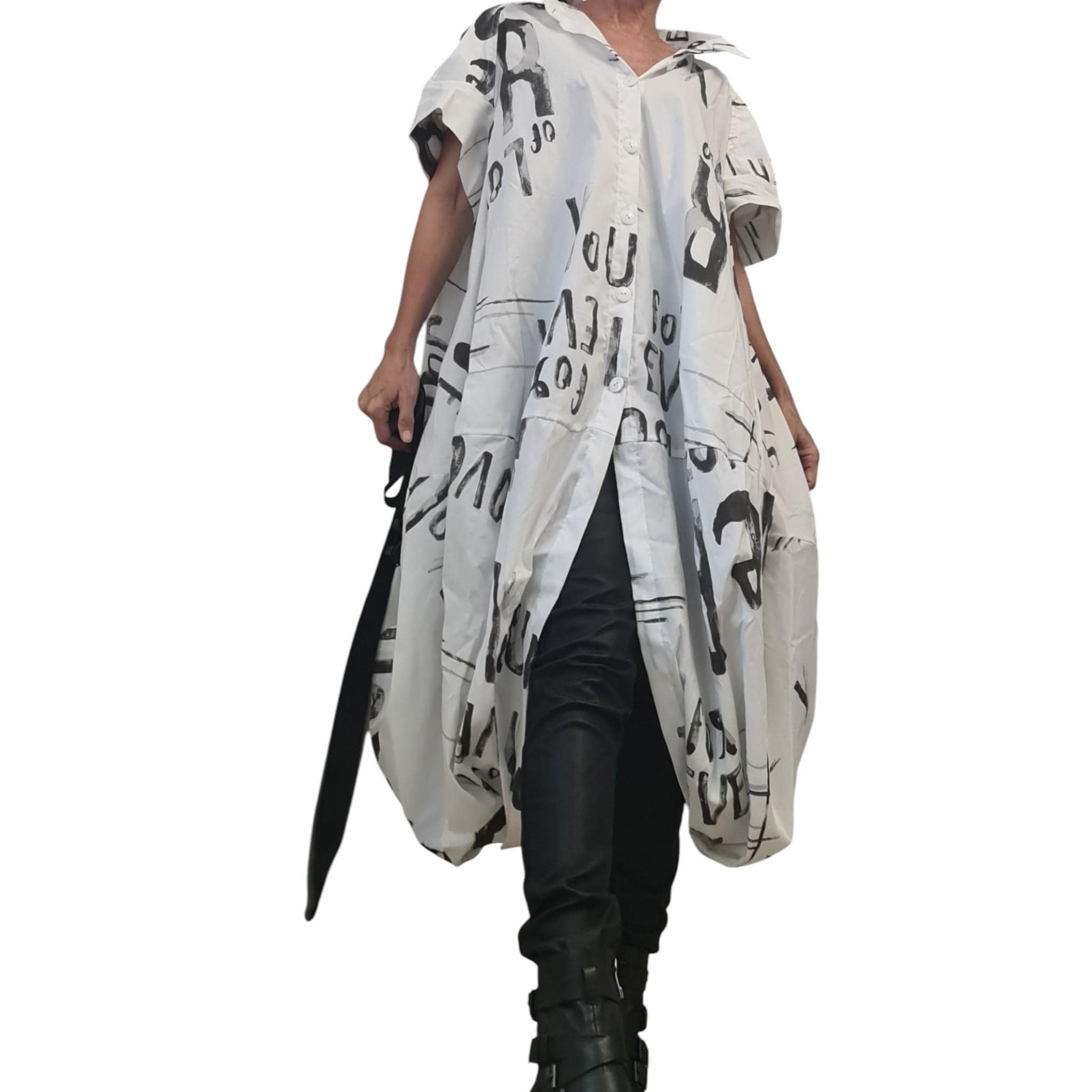 Asymmetric Tunic Shirt, Avant Garde Loose Cotton Top
