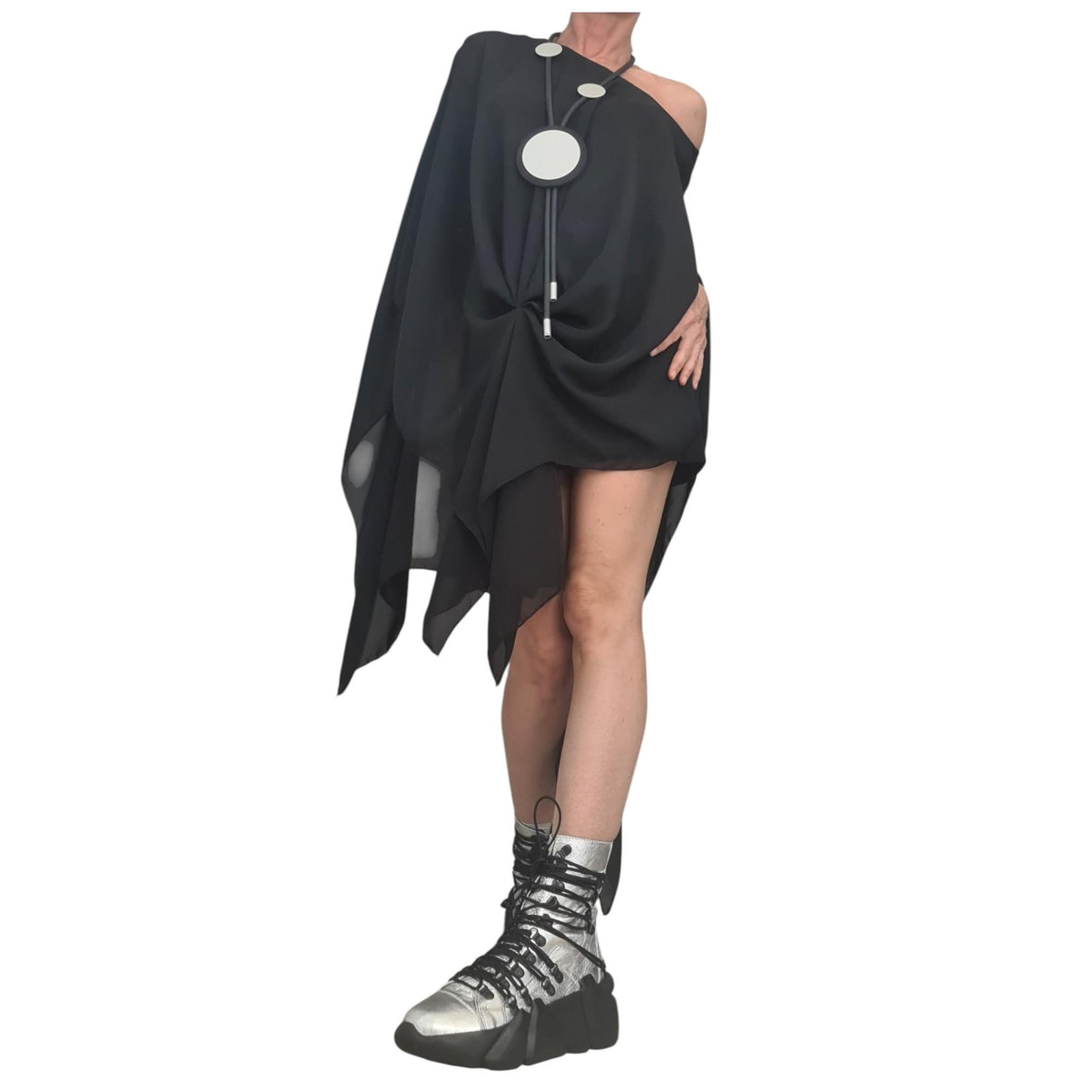 Asymmetric Midi Dress, One Shoulder Cocktail Tunic, Plus Size CottonTulle Dress