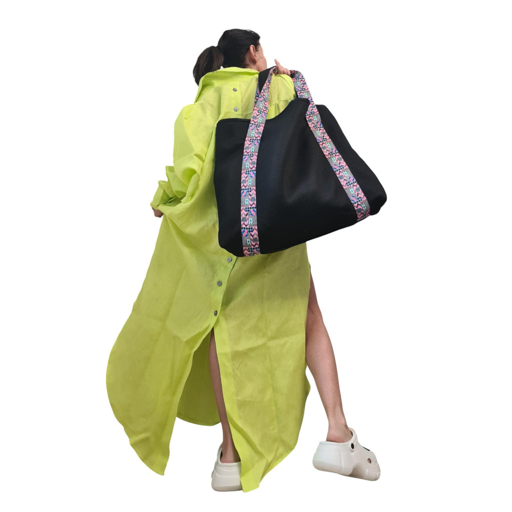 Baby Blue Linen Shirt, Long Asymmetric Kaftan, Open Back, Maxi Loose Summer Oversized Dress