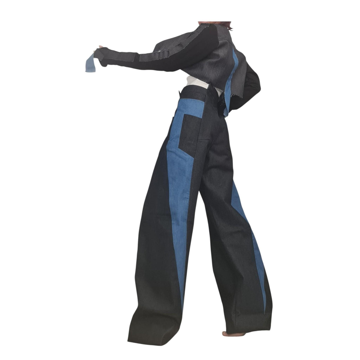 Extravagant Asymmetrical Denim Pants, Deconstructed Streetwear Bottoms