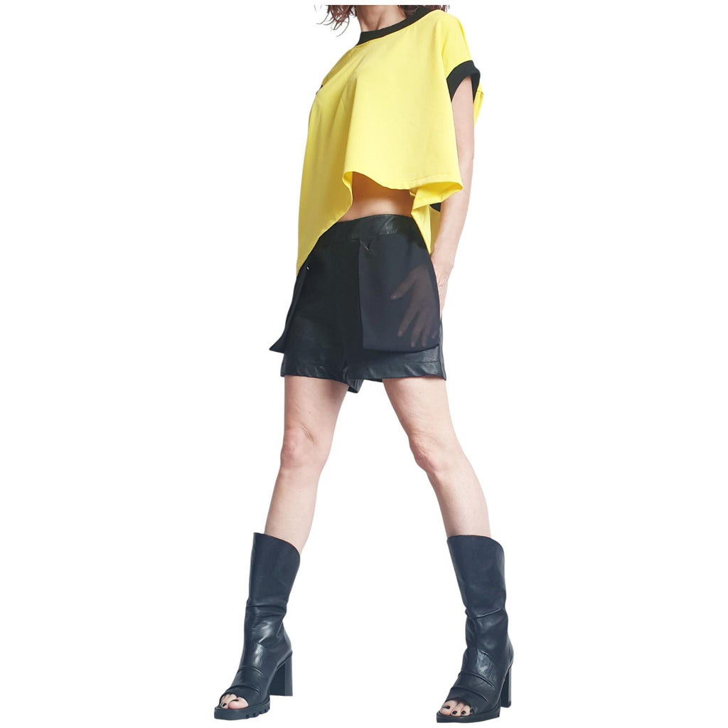 Avant Garde Yellow Skirt, Loose Maxi Asymmetric Oversize Women Clothing, Convertible Outfit
