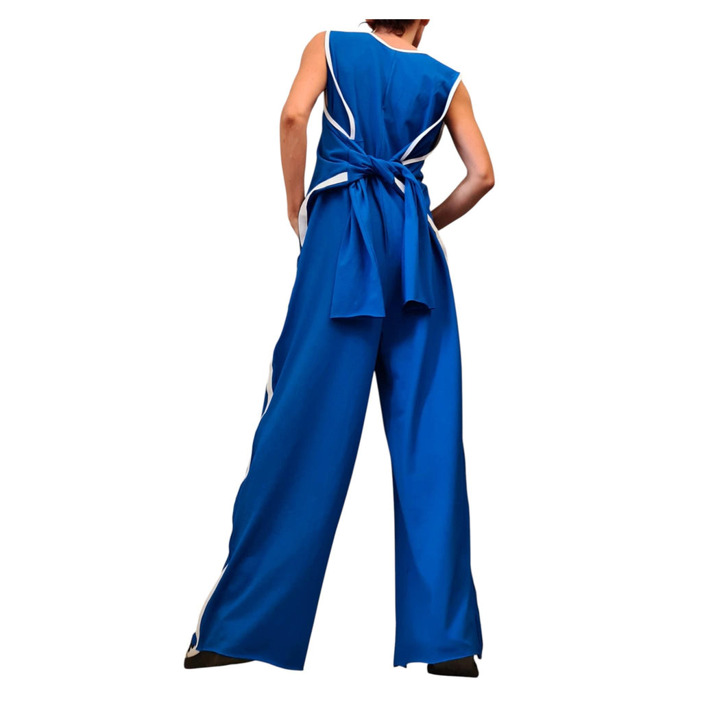 Red Cotton Harem Jumpsuit, Wide Leg Overall, With and without sleeve