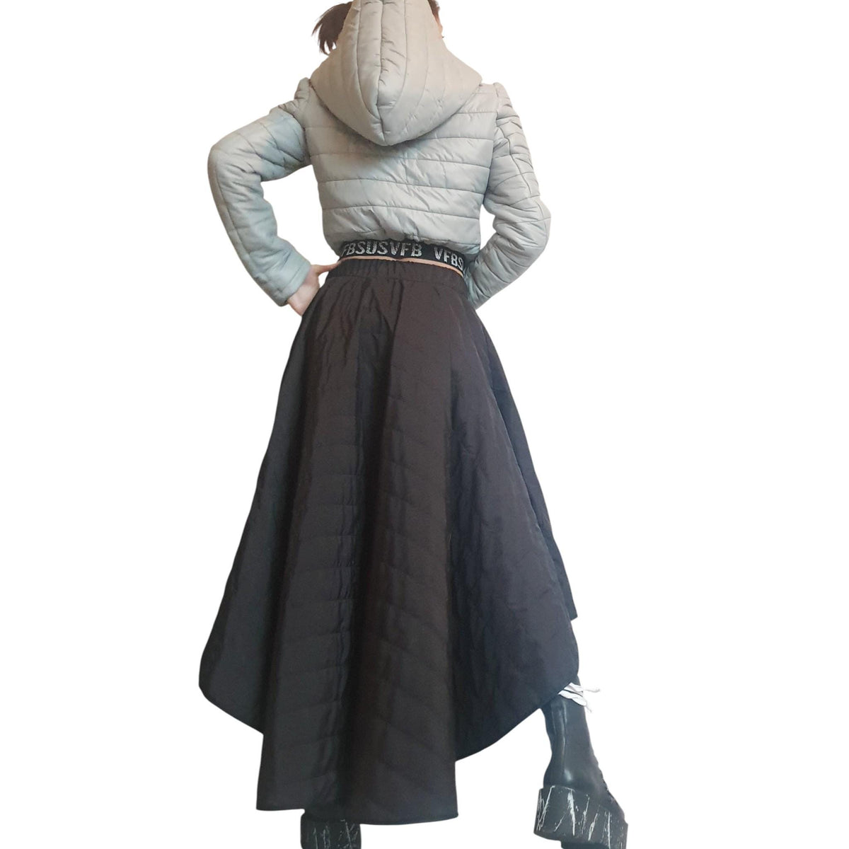 Cropped Hooded Puffer Jacket, Oversized Big Hood Bomber, Quilted Winter Outerwear