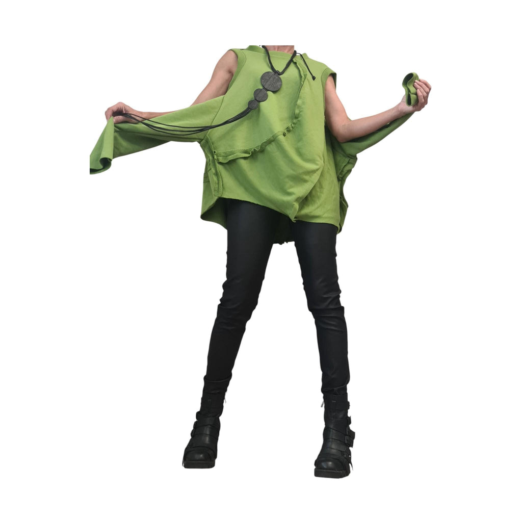 Orange Oversized Blouse for Women | Deconstructed Cotton Tunic | Artistic Top