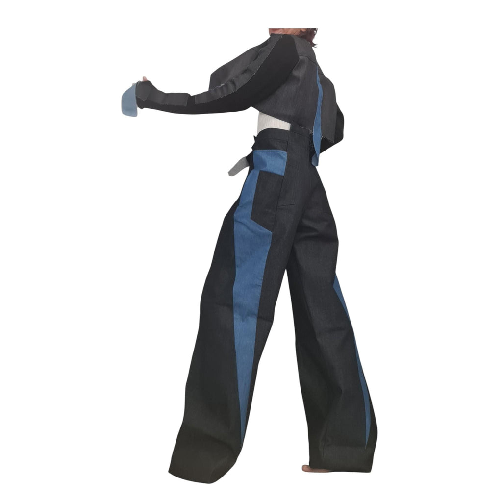 Extravagant Asymmetrical Denim Pants, Deconstructed Streetwear Bottoms