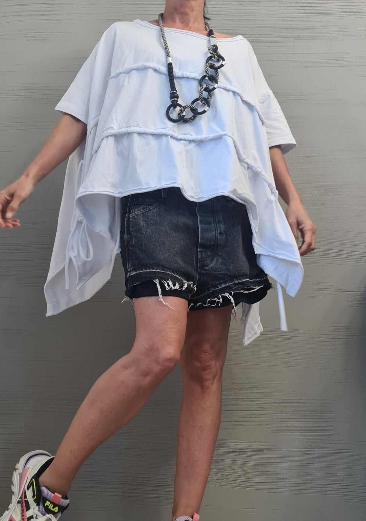 White Cotton Asymmetric Tunic, Oversize Blouse for Women, Plus Size Top