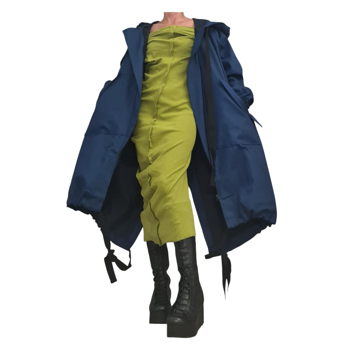 Asymmetric Long Denim Hooded Jacket for Women | Extravagant Loose Gothic Trench Style | DDP USA