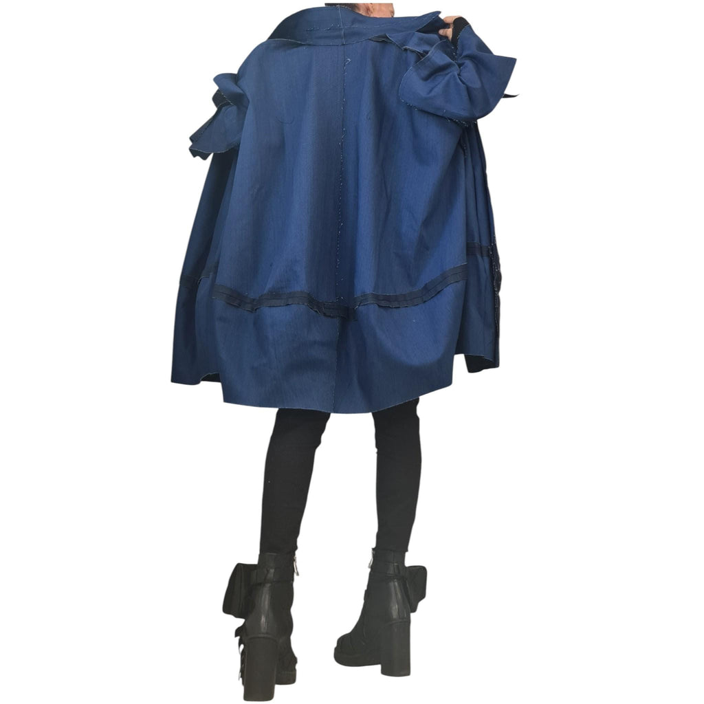 Handmade Asymmetric Denim Trench Coat,  Plus Size Clothing, Oversize Jacket