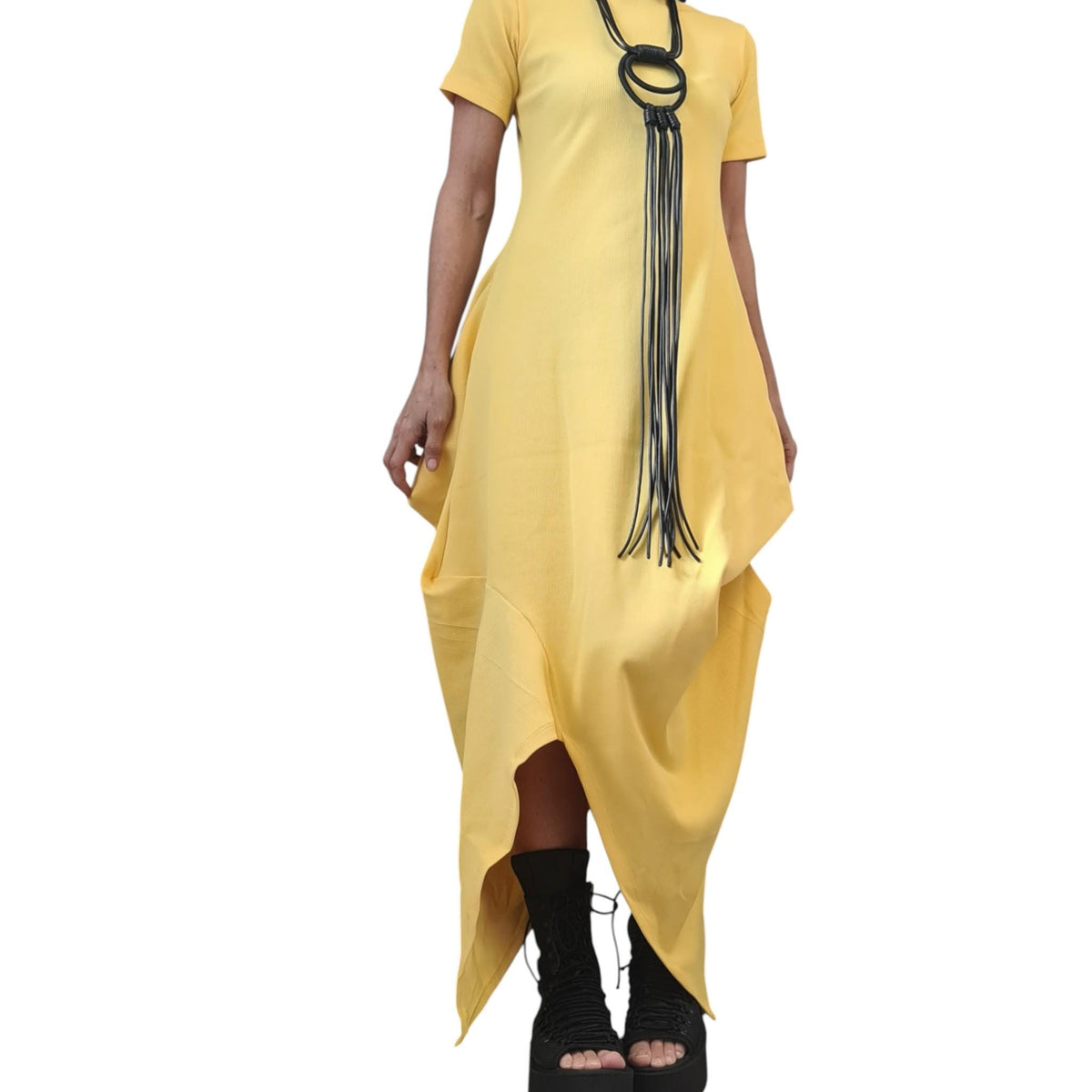 Royal Blue Cotton Rib Maxi Dress, Asymmetric Avant Garde Dress, Plus Size Kaftan