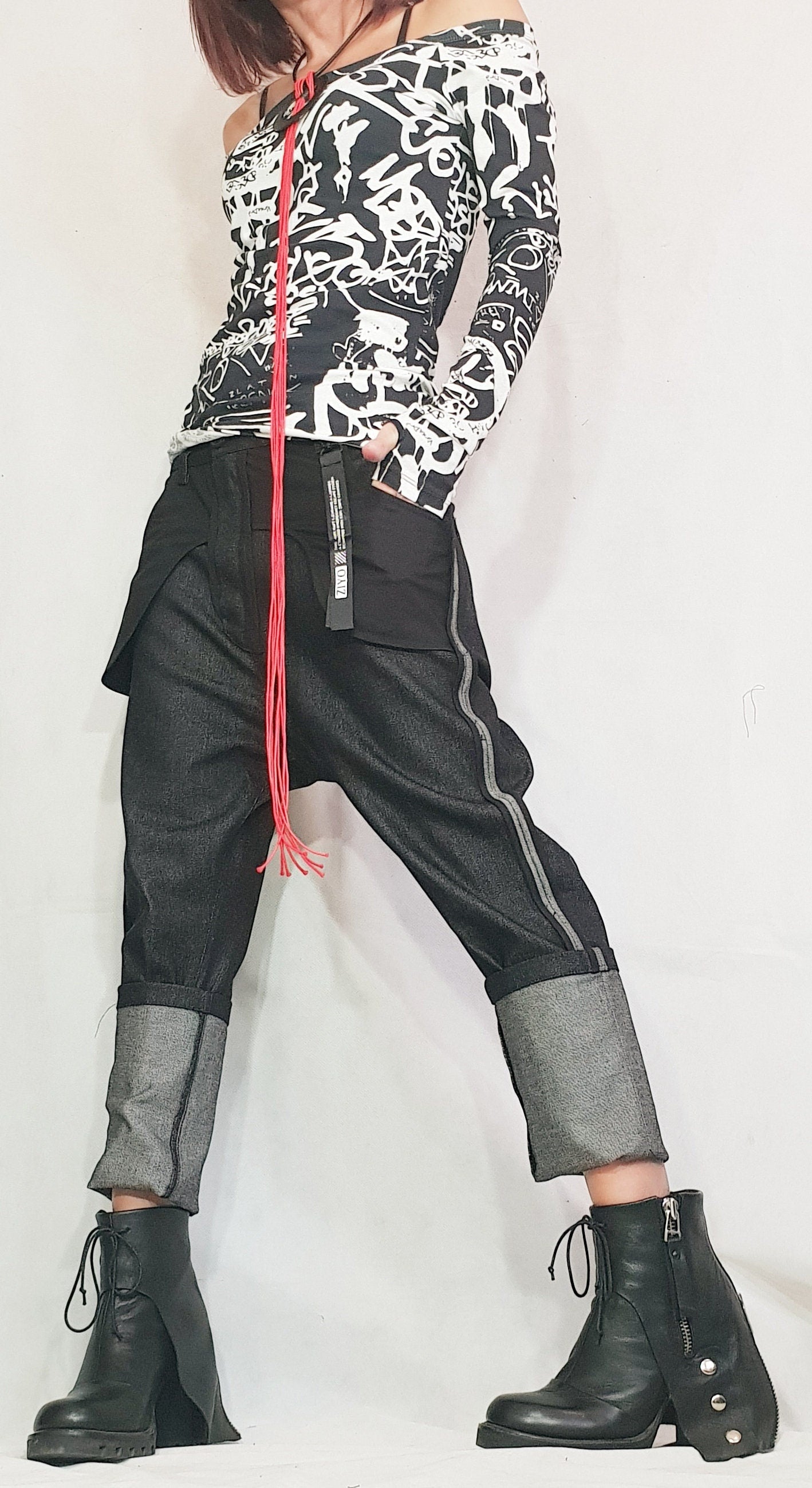 Casual Denim Harem Pants/Extravagant Pants/Boho Pants/Baggy Pants/Unisex Denim/Women Denim Harem