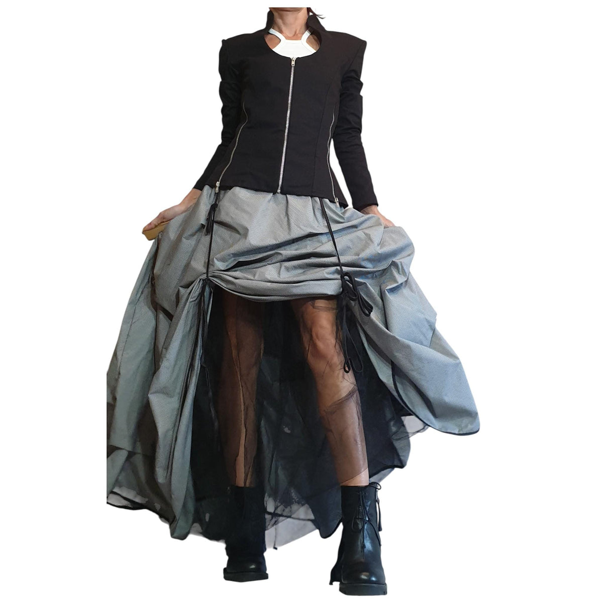 Asymmetric Tulle Ball Skirt, Gothic Cocktail Dress, Layered Maxi Skirt