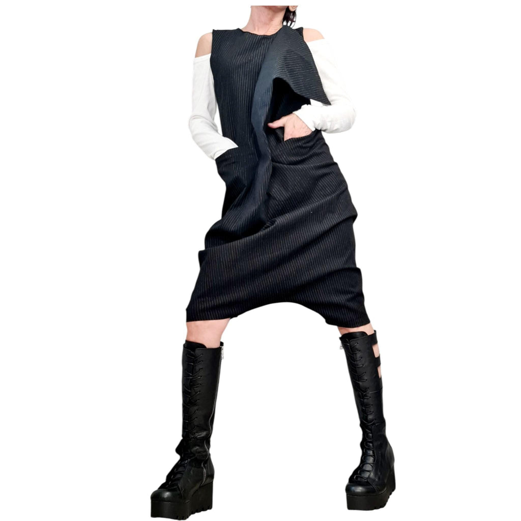 Asymmetric Harem Jumpsuit, Open Back Design, Oversized Women Clothing, Drop Crotch Overall