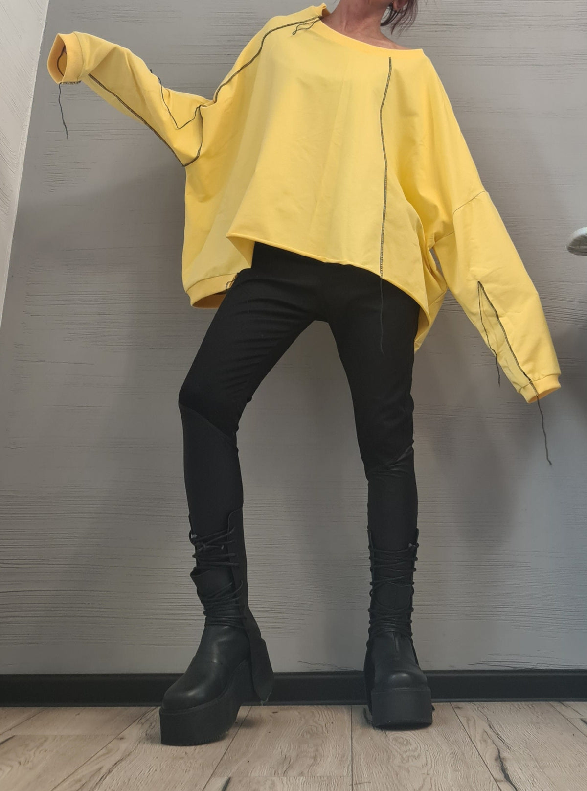 Asymmetrical tunic, Loose Tunic, Deconstructed Top, Long sleeve blouse