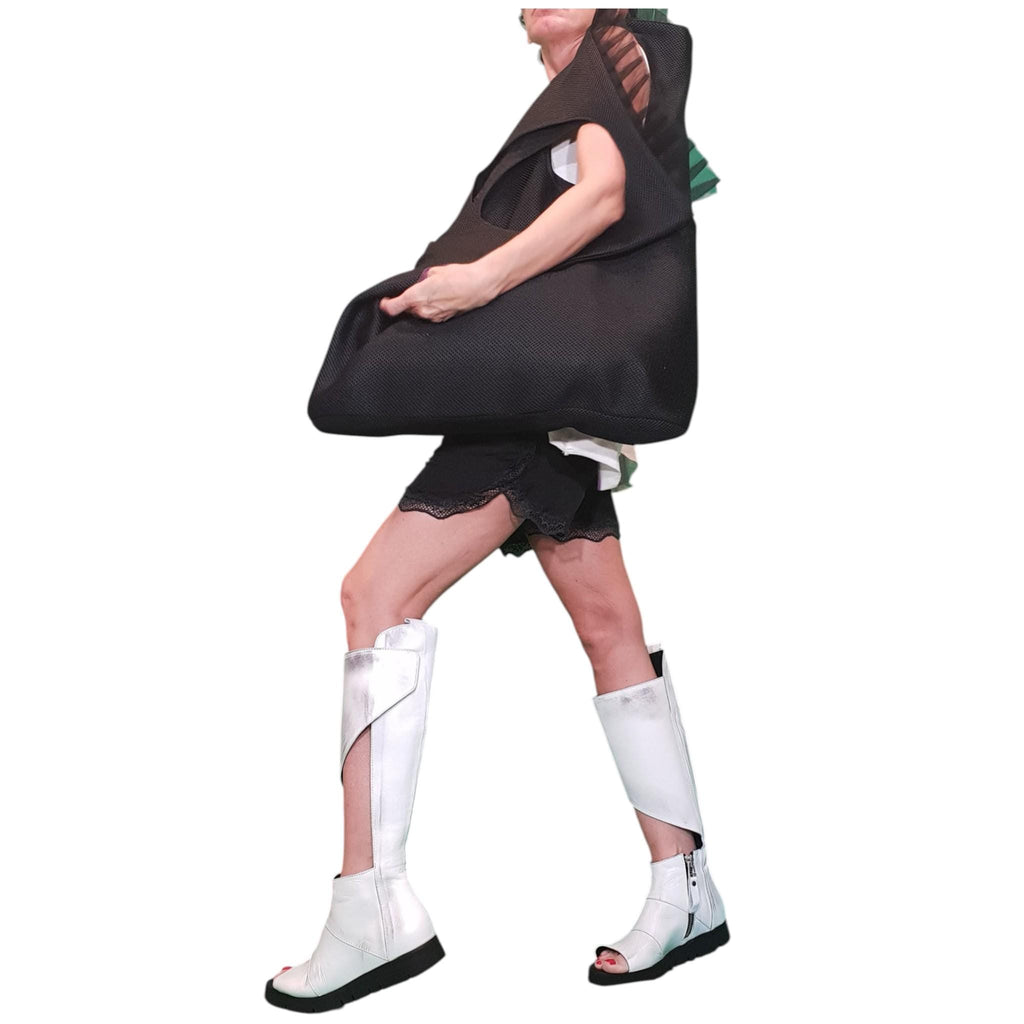 Extravagant  black backpack bag, Casual Rucksack,Everyday Shoulder Bag, Oversize Bag, Handmade Bag Backpack, Modern Bag, Avantgarde Backpack