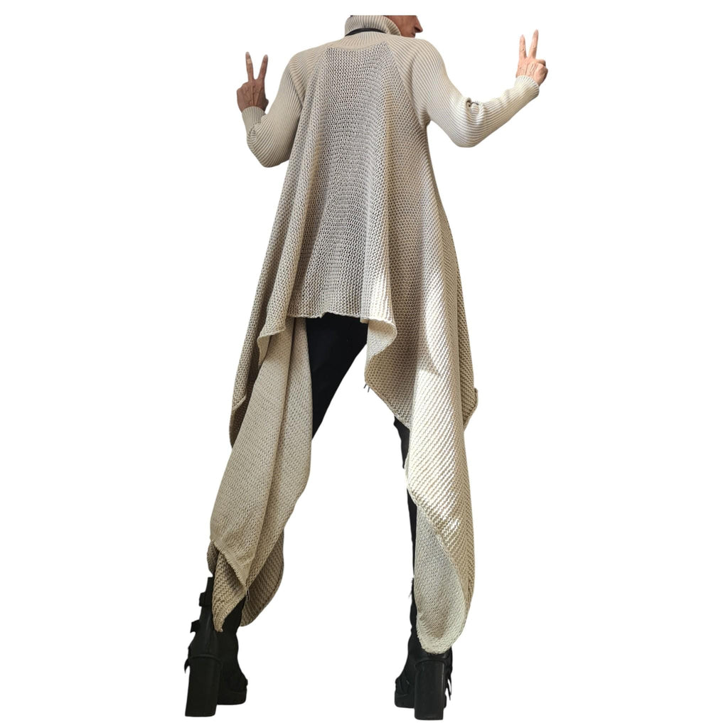 Black Gothic Asymmetric Knit Tunic, Oversized Long Sweater, Plus Size Top