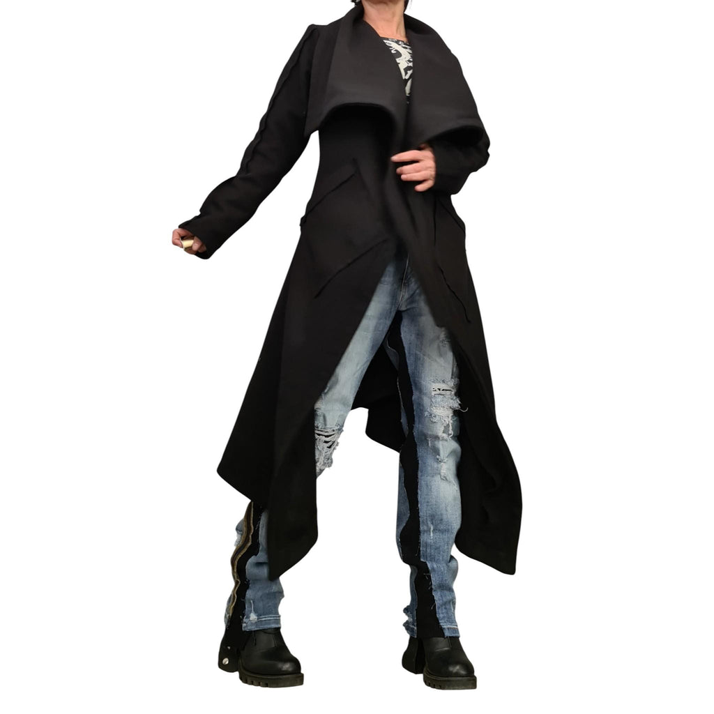 Pistachio Asymmetric Wool Blend Trench Coat, Oversized Wrap Design with Belt, Plus Size