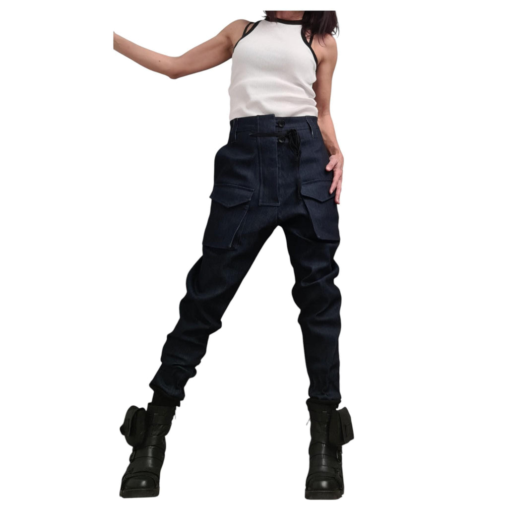 Denim Harem Pants: Urban Casual Style (Loose Fit, Pockets)