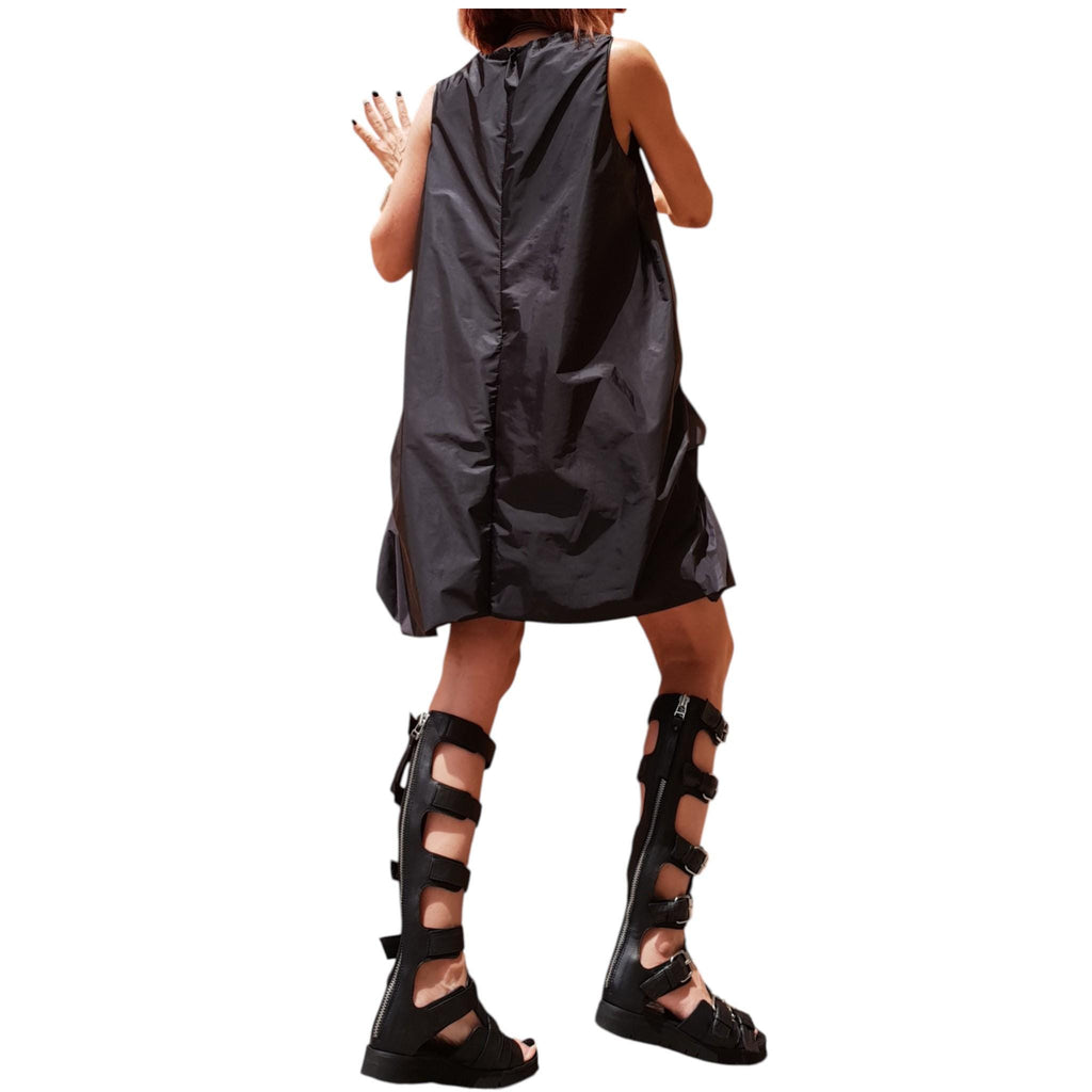 Black Taffeta Dress Women, Oversized Loose Cocktail Tunic, Avant Garde Womens Clothing