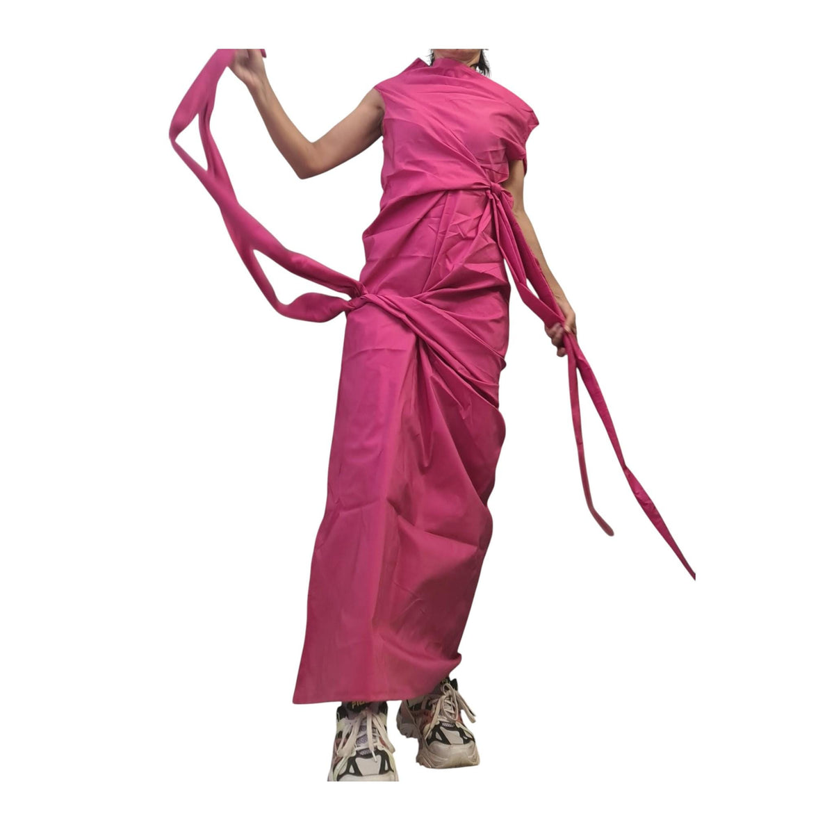 Pink Maxi Dress, One Shoulder Asymmetric, Boho Summer Kaftan,