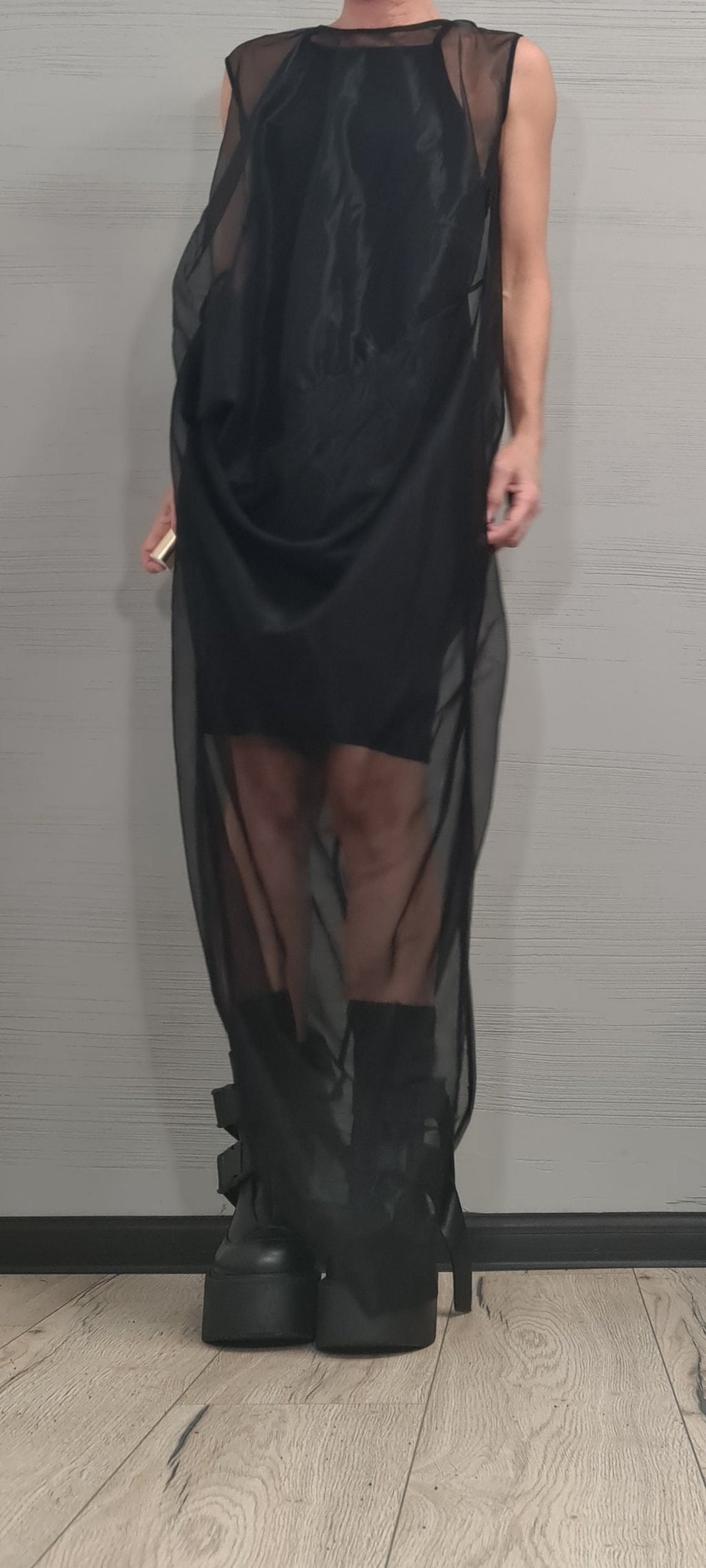 Black Cotton Mini Dress, Sheer Mesh Maxi Tunic, Layered Two-Piece Co-Ord Set, Plus Size