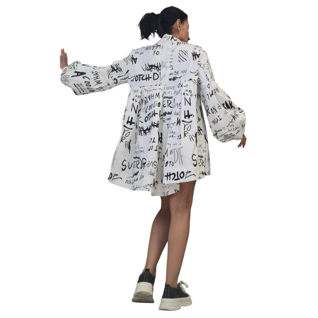 Extravagant Long Sleeve Shirt | Asymmetric Loose Tunic Dress | Oversize Avant Garde Top DRESSSHOESCODE
