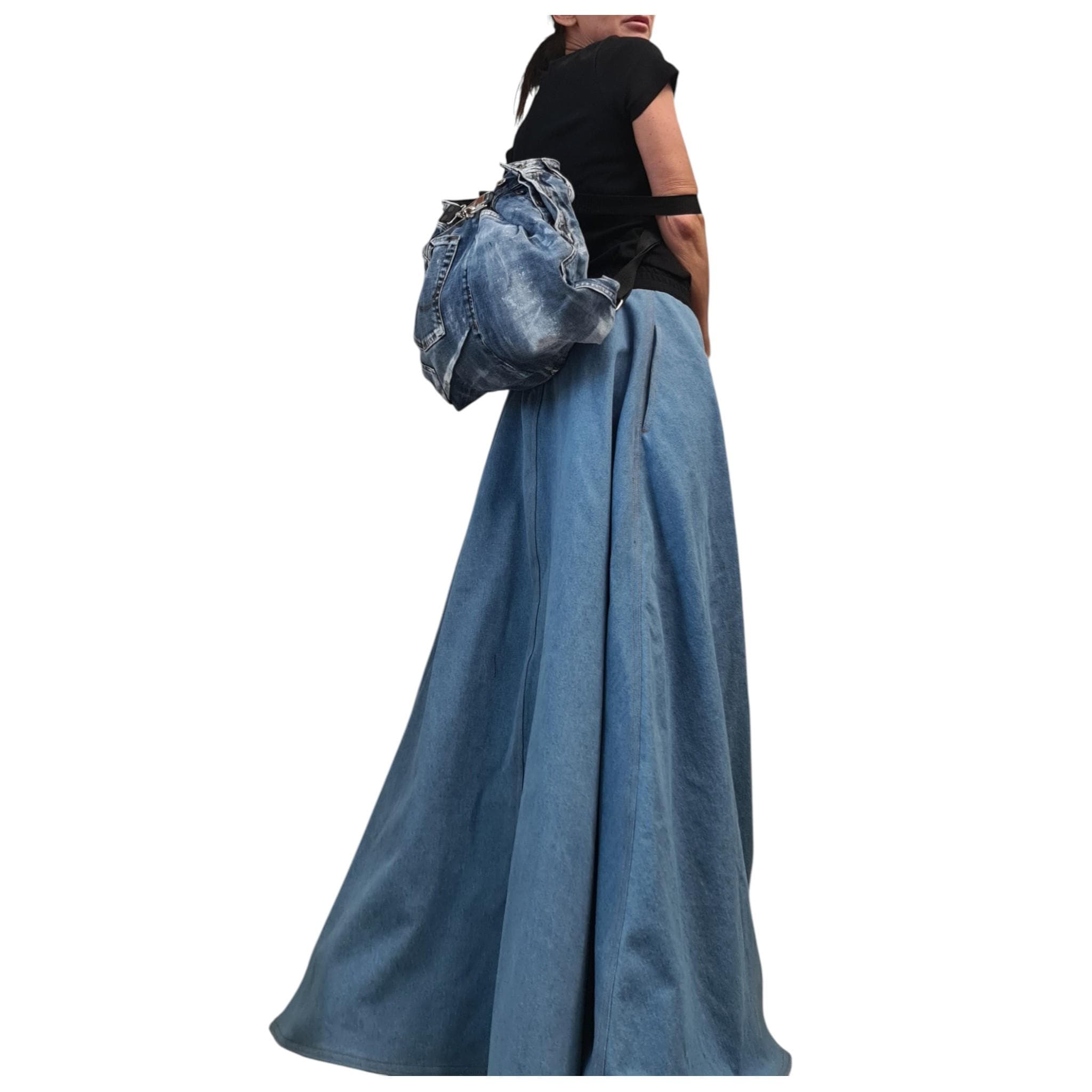 Extravagant Denim Bag, Avant Garde Handmade Bag Backpack