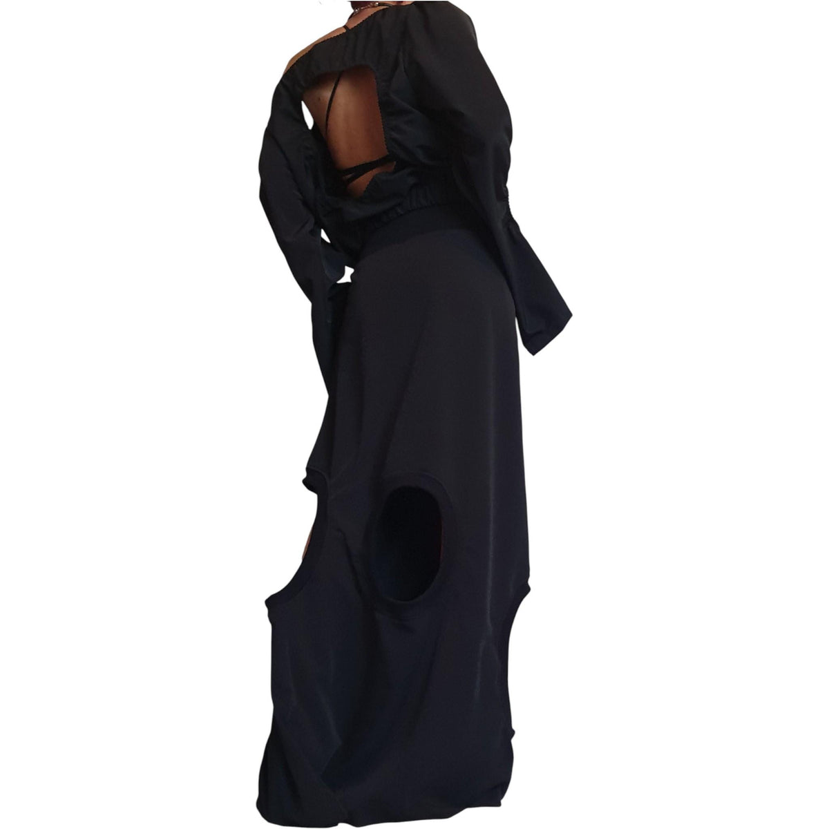 Gothic Asymmetric Black Maxi Skirt, Ball Cocktail Skirt