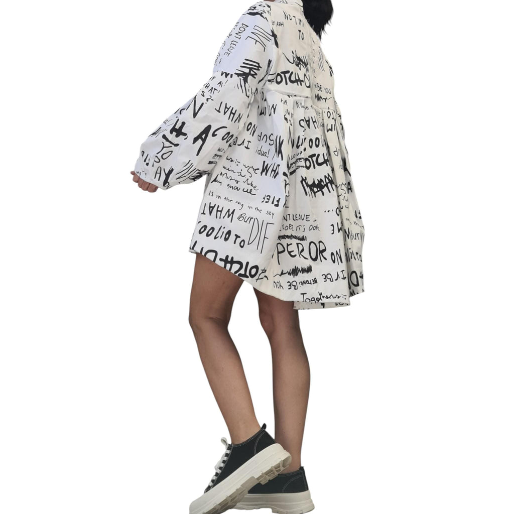 Extravagant Long Sleeve Shirt | Asymmetric Loose Tunic Dress | Oversize Avant Garde Top DRESSSHOESCODE