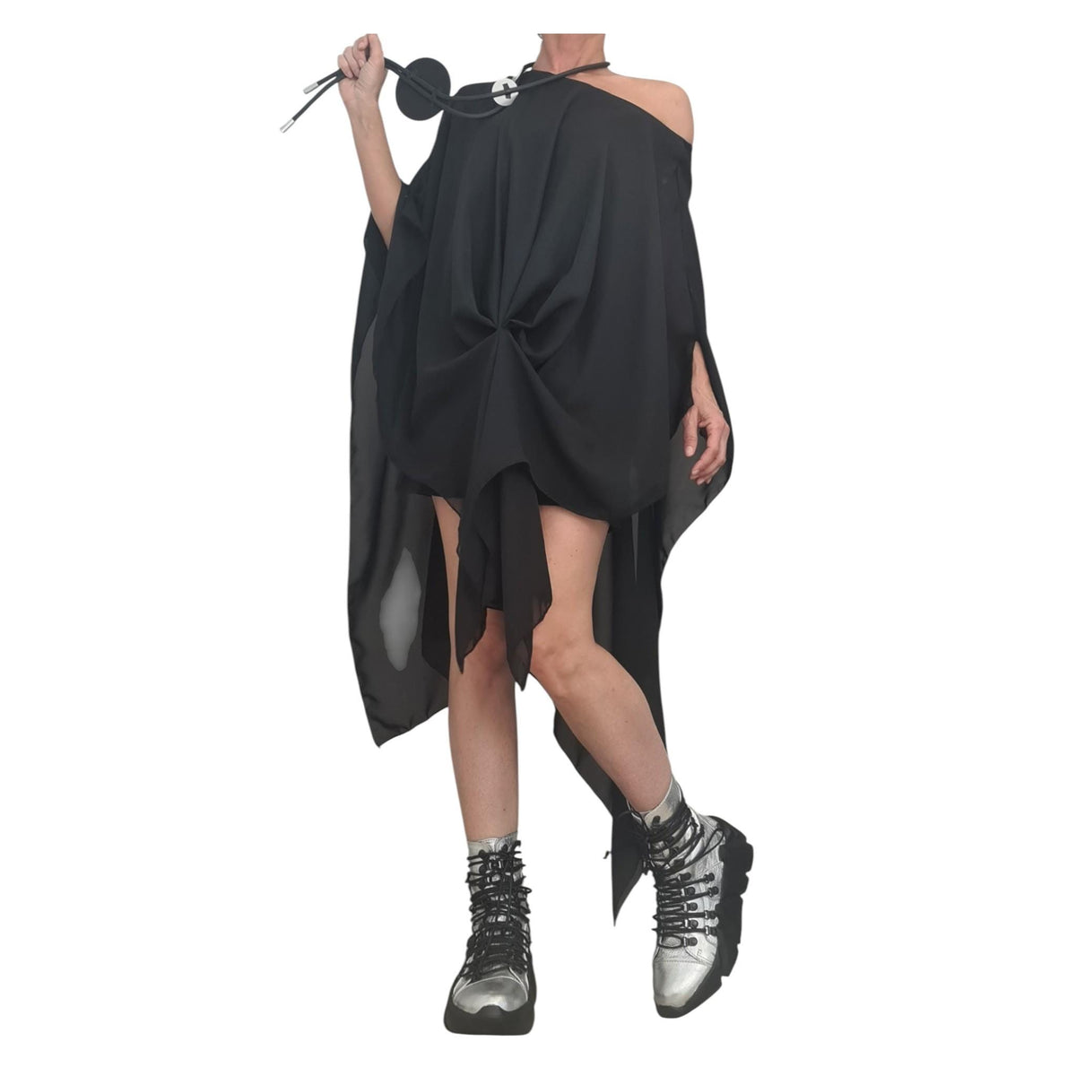 Plus Size Cocktail Dress: Asymmetric Tulle - Sleeveless, Elegant Fit