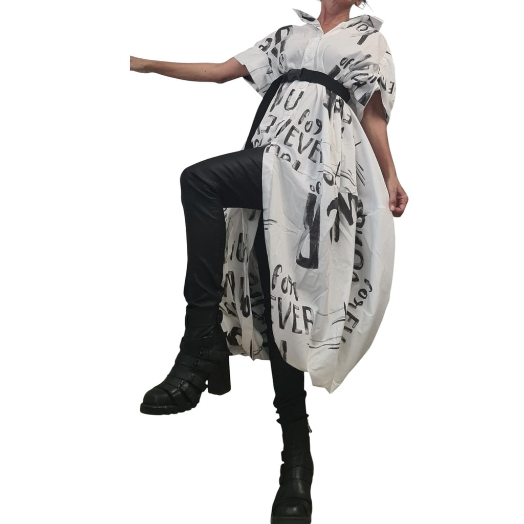 Asymmetric Tunic Shirt, Avant Garde Loose Cotton Top