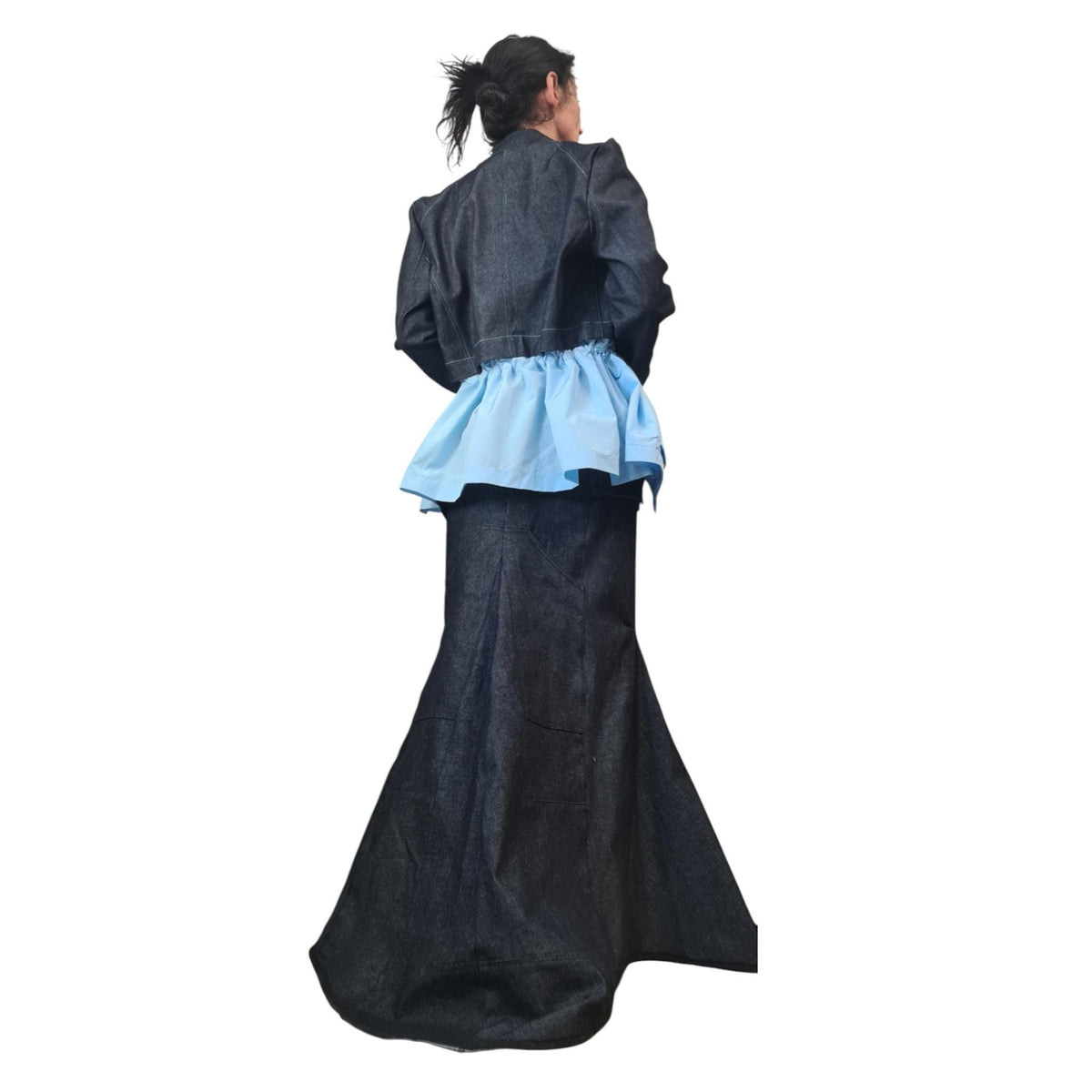 Denim Avant Garde Blazer: Asymmetrical, Deconstructed Jacket
