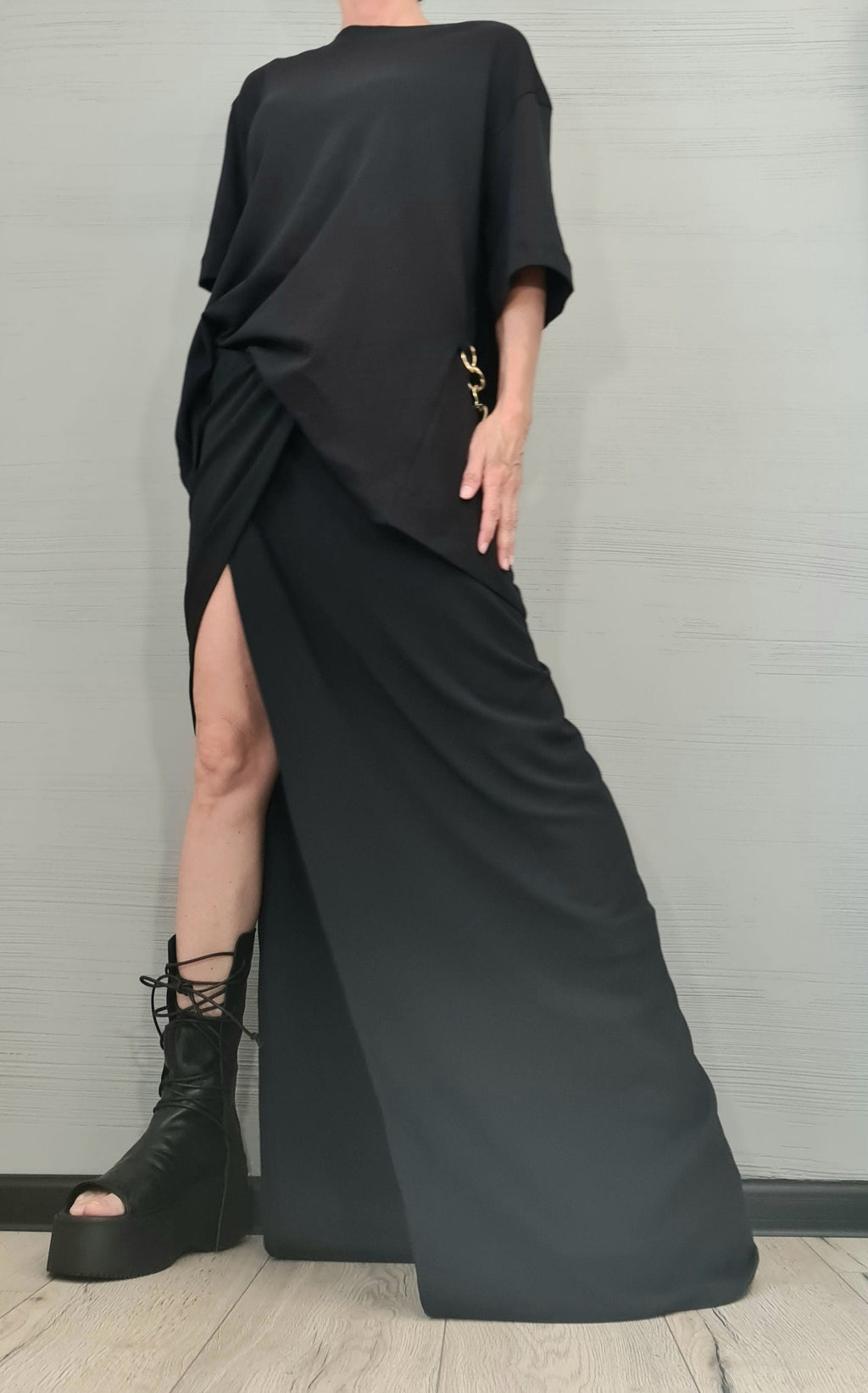 Black Oversized Blouse | Open Back Cutout | fashion for women | avant garde T-shirt