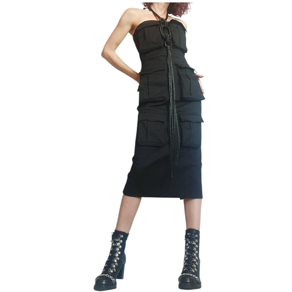 Gothic Black Dress: Extravagant Asymmetric Style - Plus Sizes