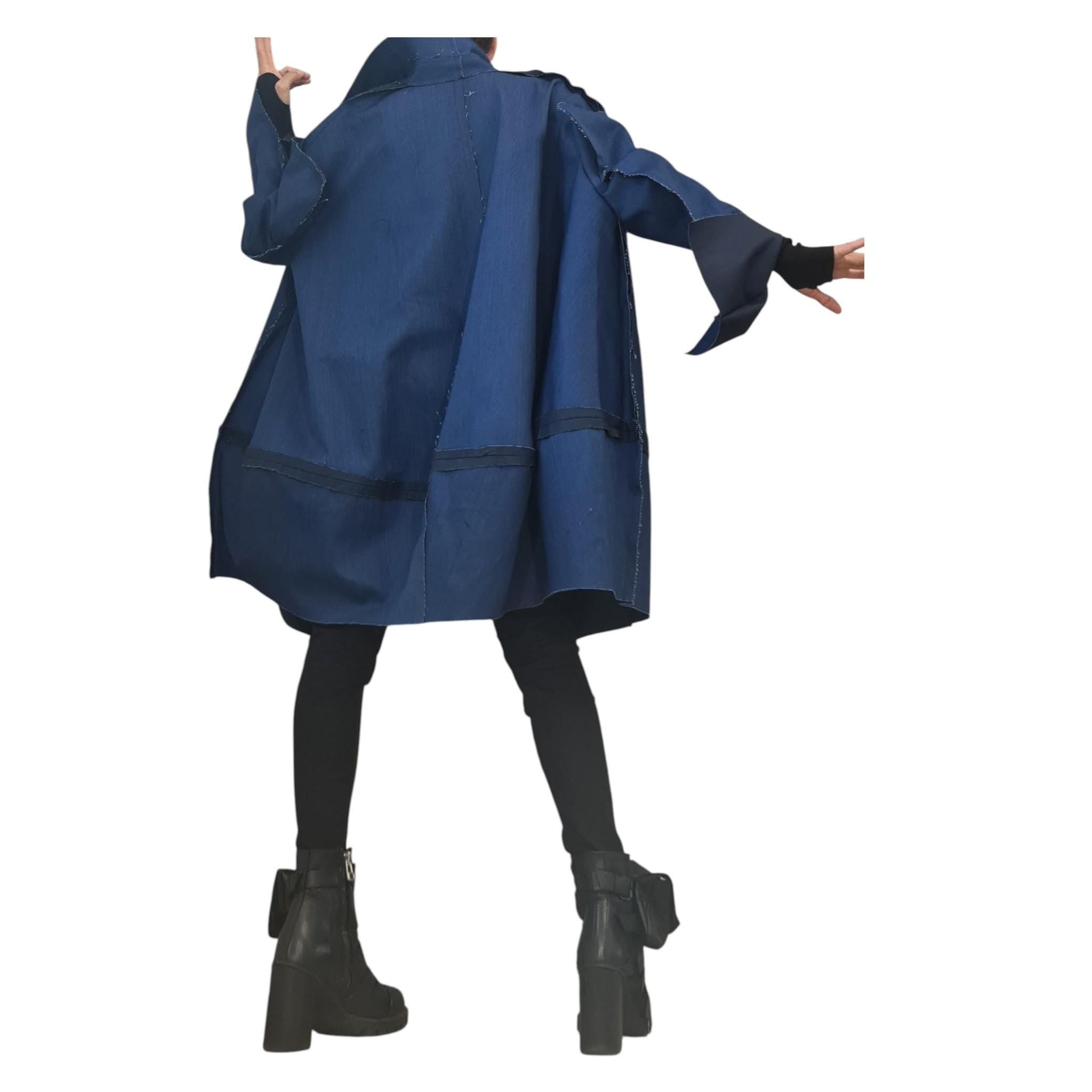 Extravagant Trench coat, Denim Trench coat, Plus Size Clothing, Oversize Trench coat Statement Outerwear