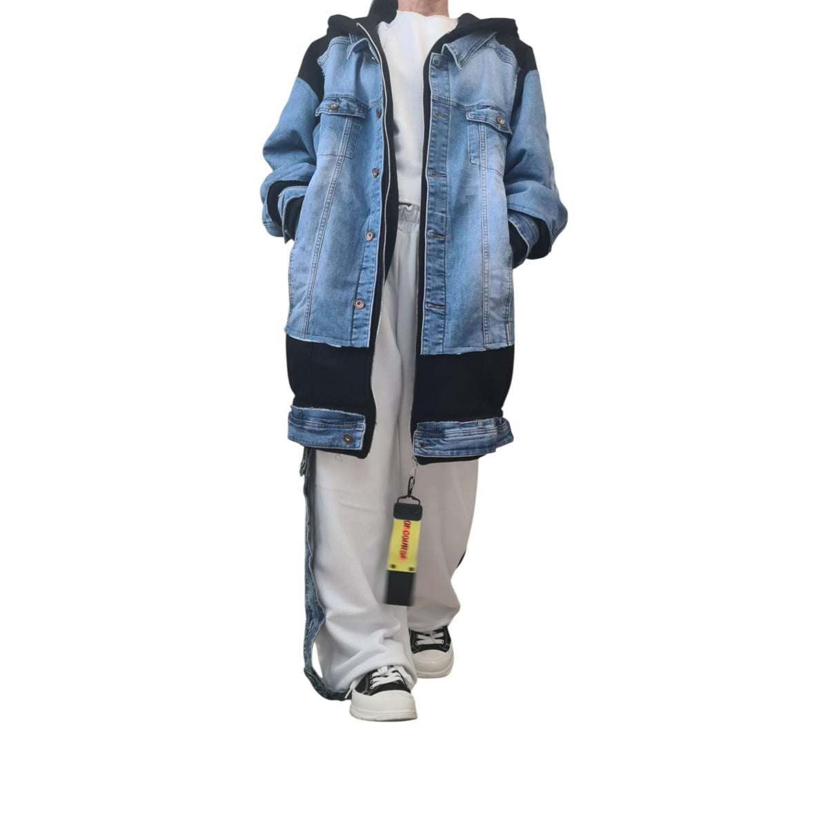 Oversized Hoodie Jacket, Denim Patchwork, Avant Garde Streetwear, Deconstructed Hoodie Women