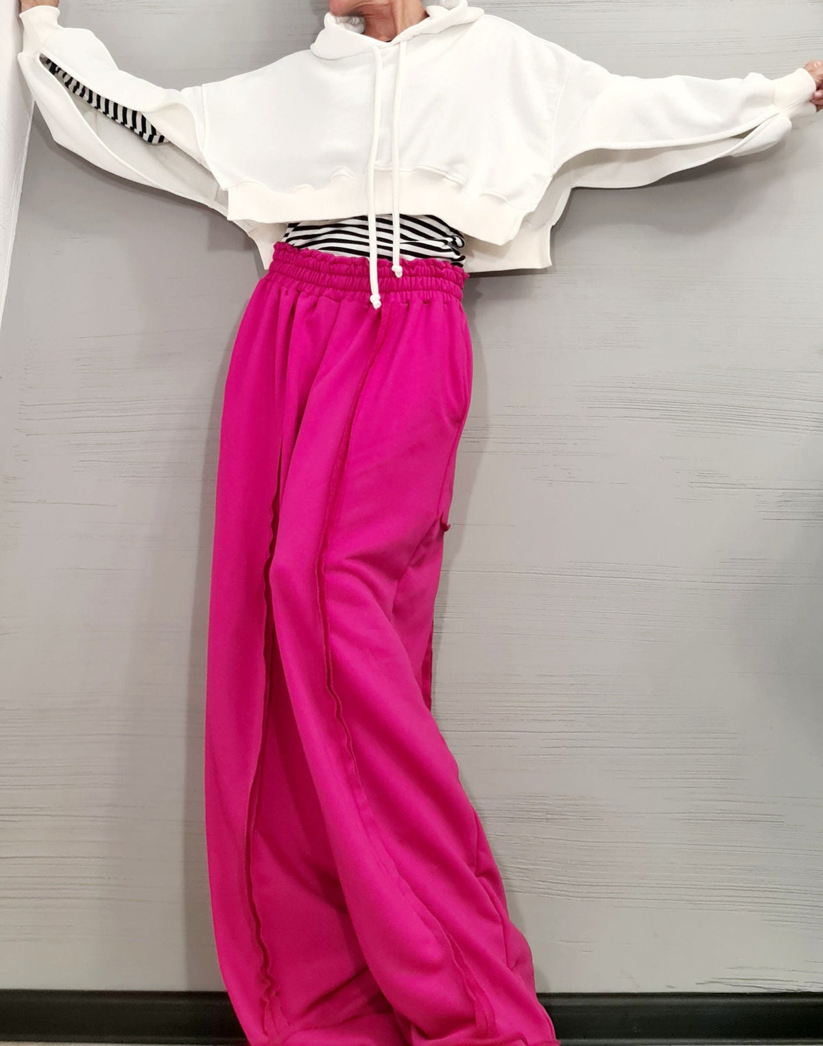 Royal Blue Cotton Pants, French Terry Wide Leg, Drop Crotch Trousers, Plus Size