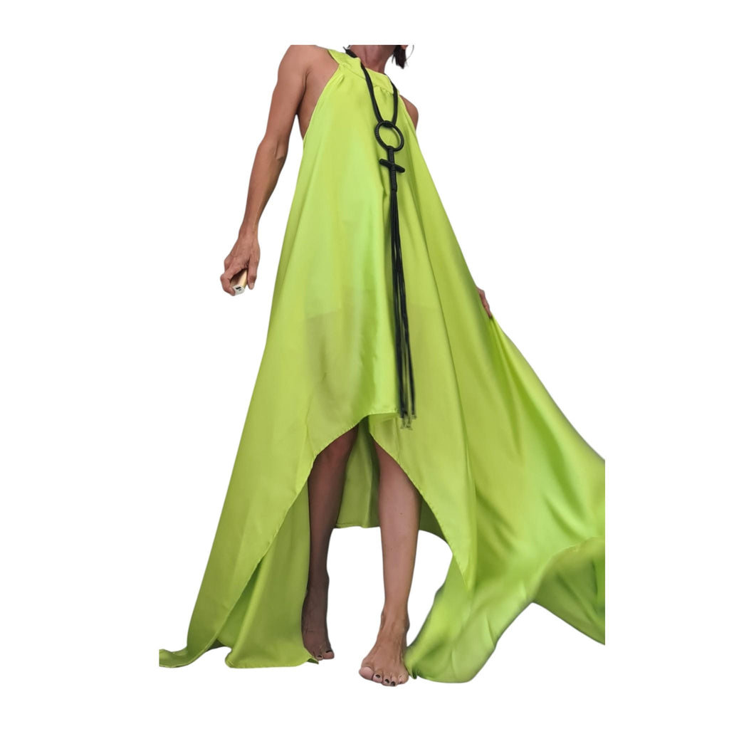 Asymmetric Satin Sleeveless Long Short Party Wedding Dress