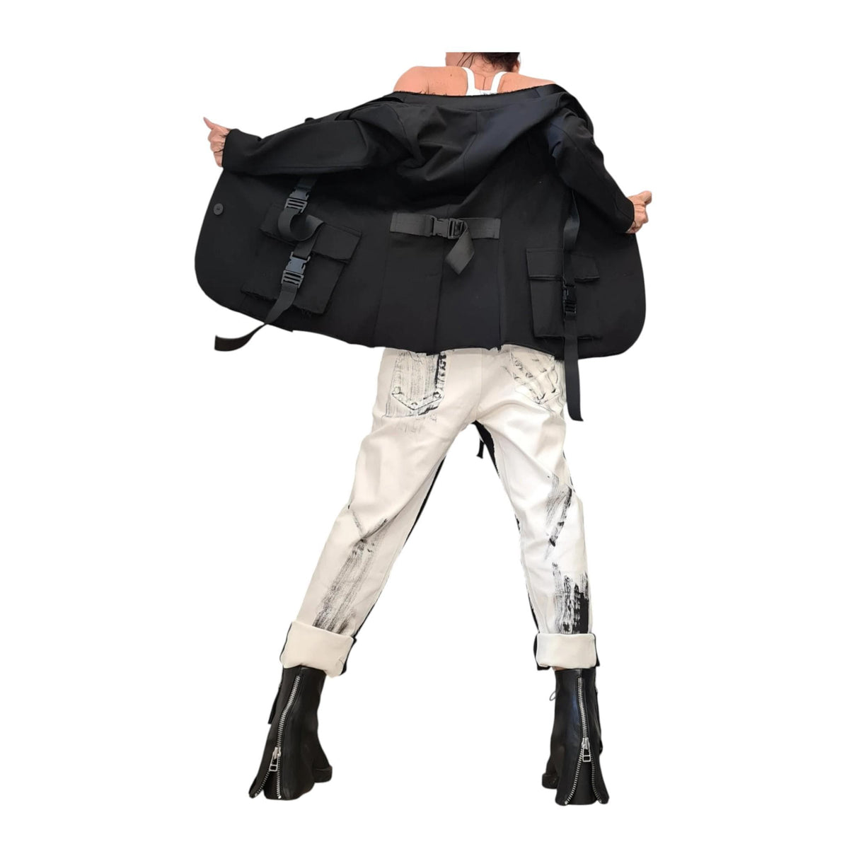 Asymmetric Black Blazer Jacket for Women | Avant Garde Gothic Extravagant Party Style | DDP USA