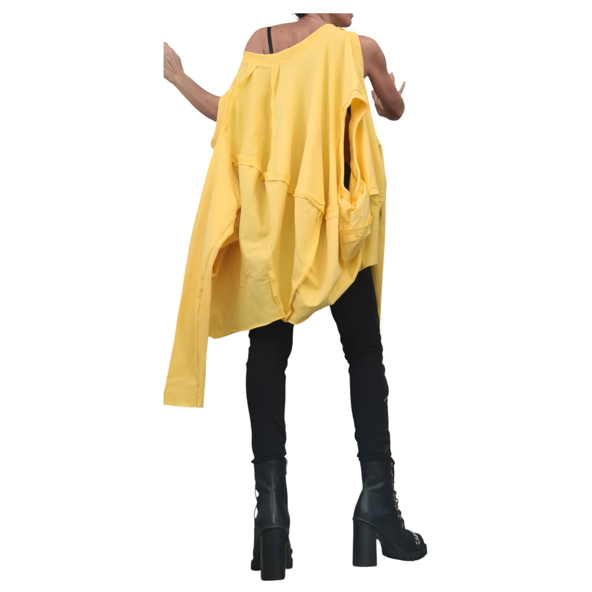Transformable Cotton Tunic, Brown Cut Out Blouse, Oversized Women Top