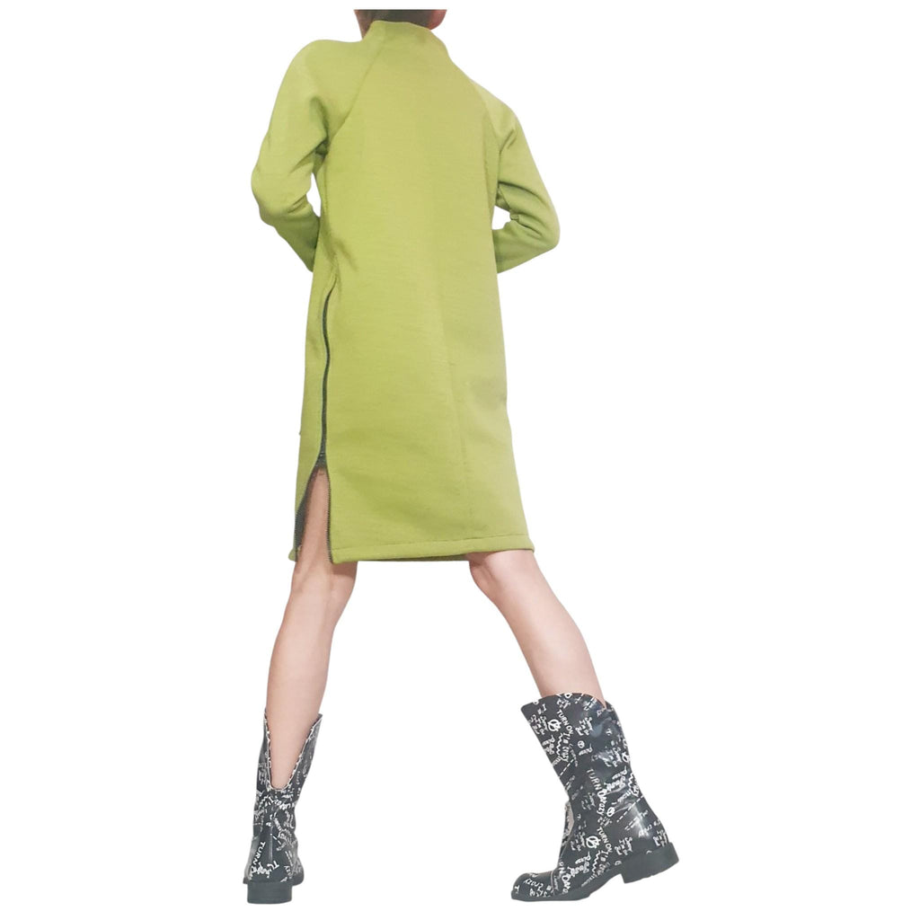 Pistachio Cotton Dress, Plus Size Clothing, Loose Fit Knee-Length Tunic